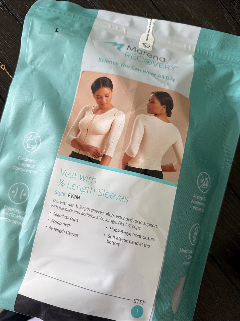 Marena Recovery Vest with 3/4-Length Sleeves - Mint
